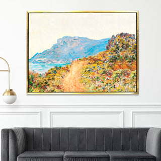 Path Through the Cliffs at Cap Martin, Impressionist Landscape Painting | HD Canvas Print | Ready to Hang | Wall Art for Bedroom, living room, Hallway (CMWA04)