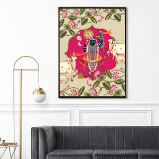 Shreenathji Pichwai Wall Art | HD Canvas Print | Ready to Hang | Wall Art for Temple, living room, Hallway | Size: 36 inch X 48 inch (SHNAWA05)