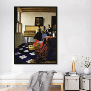 The Music Lesson – Johannes Vermeer Painting | HD Canvas Print | Ready to Hang | Wall Art for Bedroom, living room, Hallway (JVWA10)