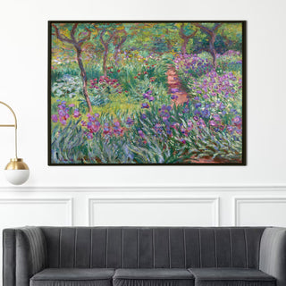 Garden Path with Irises Painting | HD Canvas Print | Ready to Hang | Wall Art for Bedroom, living room, Hallway (CMWA02)