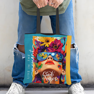 Canvas Zip Clouser Tote Bag for Women – 15x16 Inch Reusable Shopping & Everyday Carry Bag (TOBA16)