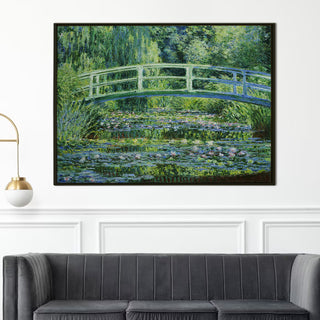 Japanese Bridge Over Water Lilies Painting | HD Canvas Print | Ready to Hang | Wall Art for Bedroom, living room, Hallway (CMWA08)