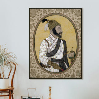Chhatrapati Shivaji Maharaj – Traditional Portrait Painting | HD Canvas Print | Ready to Hang | Wall Art for Bedroom, living room, Hallway (RRVWA13)