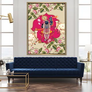 Shreenathji Pichwai Wall Art | HD Canvas Print | Ready to Hang | Wall Art for Temple, living room, Hallway | Size: 36 inch X 48 inch (SHNAWA05)