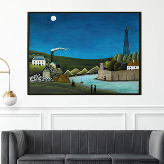 Bridge at Sèvres with the Eiffel Tower – Henri Rousseau Painting | HD Canvas Print | Ready to Hang | Wall Art for Bedroom, living room, Hallway (HRWA14)