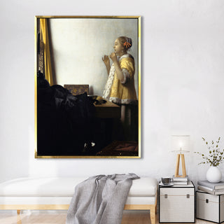 Girl with a Pearl Necklace – Johannes Vermeer Painting | HD Canvas Print | Ready to Hang | Wall Art for Bedroom, living room, Hallway (JVWA05)
