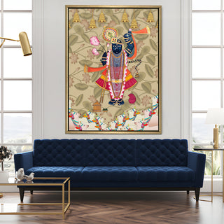 Shreenathji Pichwai Wall Art | HD Canvas Print | Ready to Hang | Wall Art for Temple, living room, Hallway | Size: 36 inch X 48 inch (SHNAWA04)