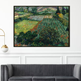 Vincent Van Gogh Wall Art - Field with Poppies, HD Canvas Print, Framed, Ready to Hang. (VAWA012).