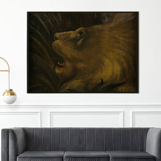 Head of a Lion – Henri Rousseau Painting | HD Canvas Print | Ready to Hang | Wall Art for Bedroom, living room, Hallway (HRWA06)