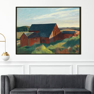 Rooftops of the Cobb Barns – Edward Hopper Painting | HD Canvas Print | Ready to Hang | Wall Art for Bedroom, living room, Hallway (EHWA07)