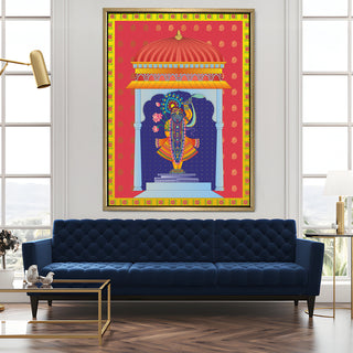 Shreenathji Pichwai Wall Art | HD Canvas Print | Ready to Hang | Wall Art for Temple, living room, Hallway | Size: 36 inch X 48 inch (SHNAWA03)
