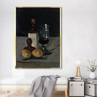 Still Life with Wine – Paul Cézanne Painting | HD Canvas Print | Ready to Hang | Wall Art for Bedroom, living room, Hallway (PCWA02)