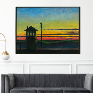 Railroad Sunset – Edward Hopper Painting | HD Canvas Print | Ready to Hang | Wall Art for Bedroom, living room, Hallway (EHWA03)