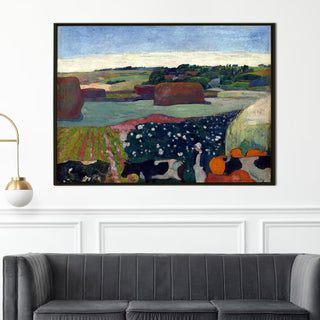 Haystacks in Brittany – Paul Gauguin Painting | HD Canvas Print | Ready to Hang | Wall Art for Bedroom, living room, Hallway (PGWA05)
