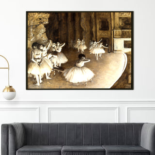 Ballet Rehearsal on Stage by Edgar Degas Painting | HD Canvas Print | Ready to Hang | Wall Art for Bedroom, living room, Hallway (EDWA02)