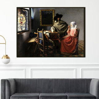 Girl with a Wine Glass – Johannes Vermeer Painting | HD Canvas Print | Ready to Hang | Wall Art for Bedroom, living room, Hallway (JVWA14)
