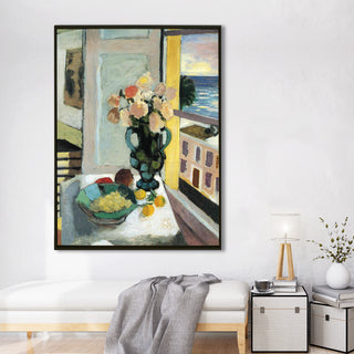 Interior with a Bowl of Flowers – Henri Matisse Painting | HD Canvas Print | Ready to Hang | Wall Art for Bedroom, living room, Hallway (HMWA06)