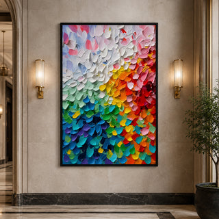 Color Bloom 3D Relief Texture Canvas Wall Art | Black Floater Frame (FLTXWA22)