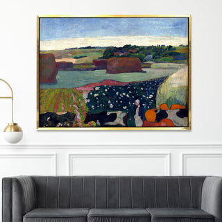 Haystacks in Brittany – Paul Gauguin Painting | HD Canvas Print | Ready to Hang | Wall Art for Bedroom, living room, Hallway (PGWA05)