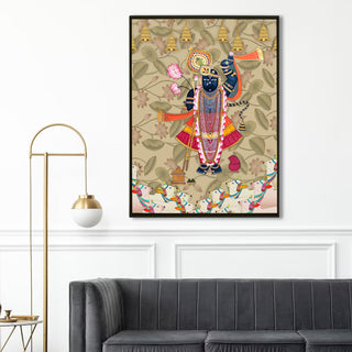 Shreenathji Pichwai Wall Art | HD Canvas Print | Ready to Hang | Wall Art for Temple, living room, Hallway | Size: 36 inch X 48 inch (SHNAWA04)