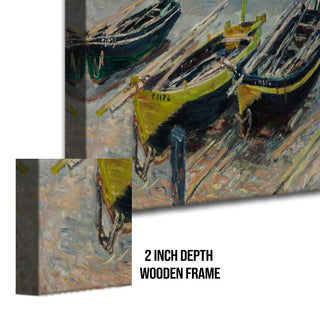Fishing Boats on the Beach at Étretat Painting | HD Canvas Print | Ready to Hang | Wall Art for Bedroom, living room, Hallway (CMWA11)