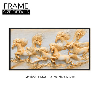 Seven Running Horses Vastu Canvas Paintings Framed For Living Room Wall Decoration (VAWA42).