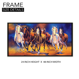 Seven Running Horses Vastu Canvas Paintings Framed For Living Room Wall Decoration (VAWA34)