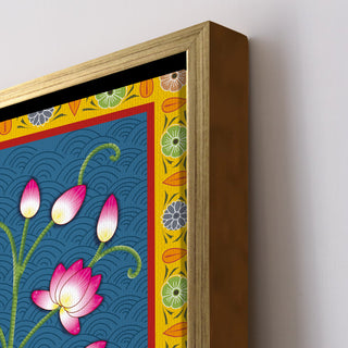 Shreenathji Pichwai Wall Art – Traditional Lotus Motif | HD Canvas Print | Ready to Hang | Wall Art for Temple, living room, Hallway | Size: 36 inch X 48 inch (SHNAWA01)