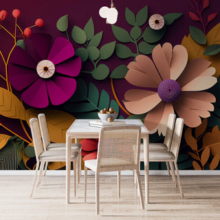 Classic Floral Mural Wallpaper for Wall. Floral Art Full Wallpaper. (FLWALL002)