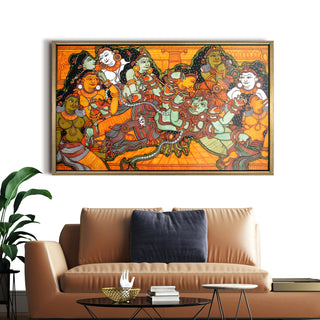 Kerala Mural Wall Art – Traditional Indian HD Canvas Print | Painting for Home & Temple Decor (KAMUWA02)