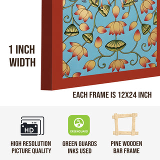 Traditional Pichwai Shreenath Ji Wall Art Set of 3 | HD Print Wrapped Canvas | Perfect for Pooja Room & Office Decor Panels |12×24 Inch (PWA34)