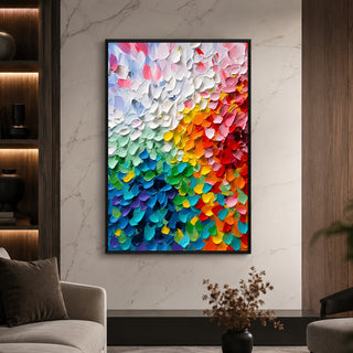 Color Bloom 3D Relief Texture Canvas Wall Art | Black Floater Frame (FLTXWA22)