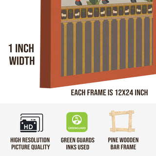 Traditional Pichwai Shreenath Ji Wall Art Set of 3 | HD Print Wrapped Canvas | Perfect for Pooja Room & Office Decor Panels |12×24 Inch (PWA32)