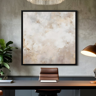 Modern Neutral Abstract Canvas Art in Black Floater Frame – 36x36 Inch for Home & Office Decor | HD Canvas Print, Ready to Hang. (ABSWA20)