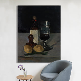 Still Life with Wine – Paul Cézanne Painting | HD Canvas Print | Ready to Hang | Wall Art for Bedroom, living room, Hallway (PCWA02)