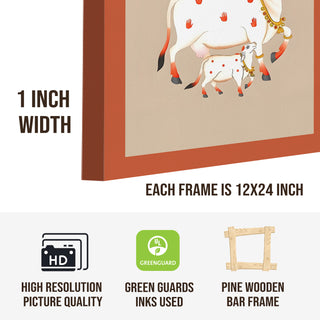 Traditional Pichwai Shreenath Ji Wall Art Set of 3 | HD Print Wrapped Canvas | Perfect for Pooja Room & Office Decor Panels |12×24 Inch  (PWA30)