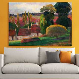Houses at Le Pouldu – Paul Gauguin Painting | HD Canvas Print | Ready to Hang | Wall Art for Bedroom, living room, Hallway (PGWA08)