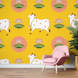 Ethnic Indian Wall Murals. Traditional Pichwai Art Full Wallpaper. (ETHMRL020)