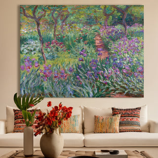 Garden Path with Irises Painting | HD Canvas Print | Ready to Hang | Wall Art for Bedroom, living room, Hallway (CMWA02)