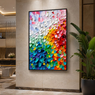 Color Bloom 3D Relief Texture Canvas Wall Art | Black Floater Frame (FLTXWA22)