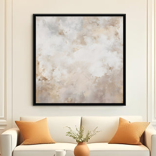 Modern Neutral Abstract Canvas Art in Black Floater Frame – 36x36 Inch for Home & Office Decor | HD Canvas Print, Ready to Hang. (ABSWA20)