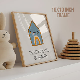 Kids Wall Art Set of 6 | HD Canvas Print | Ready to Hang | Natural Wood Panels for Nursery & Kids Room Decor | Each Frame Size: 10X10 INCH (KIDSET04)