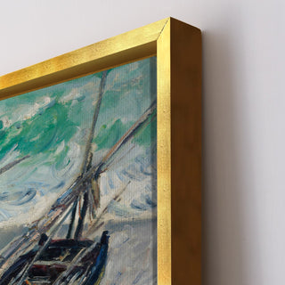 Fishing Boats on the Beach at Étretat Painting | HD Canvas Print | Ready to Hang | Wall Art for Bedroom, living room, Hallway (CMWA11)