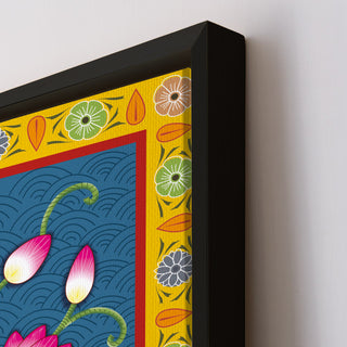 Shreenathji Pichwai Wall Art – Traditional Lotus Motif | HD Canvas Print | Ready to Hang | Wall Art for Temple, living room, Hallway | Size: 36 inch X 48 inch (SHNAWA01)