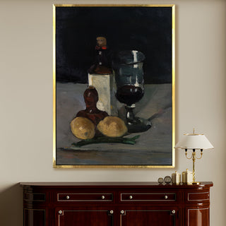 Still Life with Wine – Paul Cézanne Painting | HD Canvas Print | Ready to Hang | Wall Art for Bedroom, living room, Hallway (PCWA02)