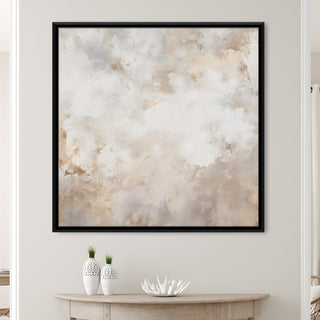Modern Neutral Abstract Canvas Art in Black Floater Frame – 36x36 Inch for Home & Office Decor | HD Canvas Print, Ready to Hang. (ABSWA20)