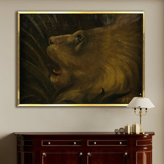 Head of a Lion – Henri Rousseau Painting | HD Canvas Print | Ready to Hang | Wall Art for Bedroom, living room, Hallway (HRWA06)