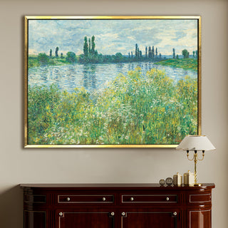 Seine River at Vétheuil Painting | HD Canvas Print | Ready to Hang | Wall Art for Bedroom, living room, Hallway (CMWA17)