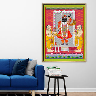 Shreenathji Pichwai Wall Art | HD Canvas Print | Ready to Hang | Wall Art for Temple, living room, Hallway | Size: 36 inch X 48 inch (SHNAWA02)