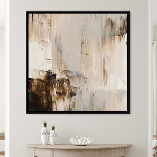 Modern Neutral Abstract Canvas Art in Black Floater Frame – 36x36 Inch for Home & Office Decor | HD Canvas Print, Ready to Hang. (ABSWA16)